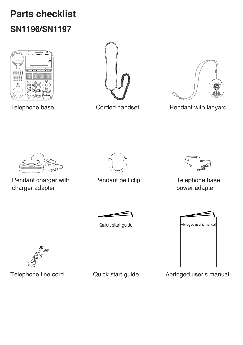 Parts checklist | VTech SN6197_-2 Manual User Manual | Page 3 / 162