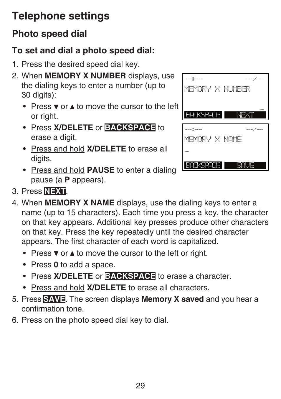 Telephone settings, Photo speed dial | VTech SN6197_-2 Manual User Manual | Page 36 / 162