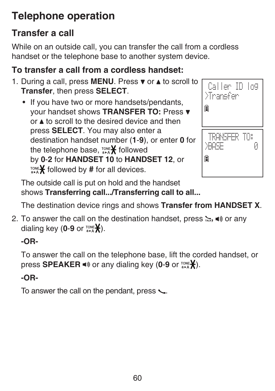 Telephone operation, Transfer a call | VTech SN6197_-2 Manual User Manual | Page 67 / 162