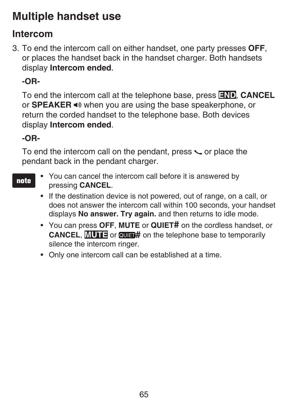 Multiple handset use, Intercom | VTech SN6197_-2 Manual User Manual | Page 72 / 162