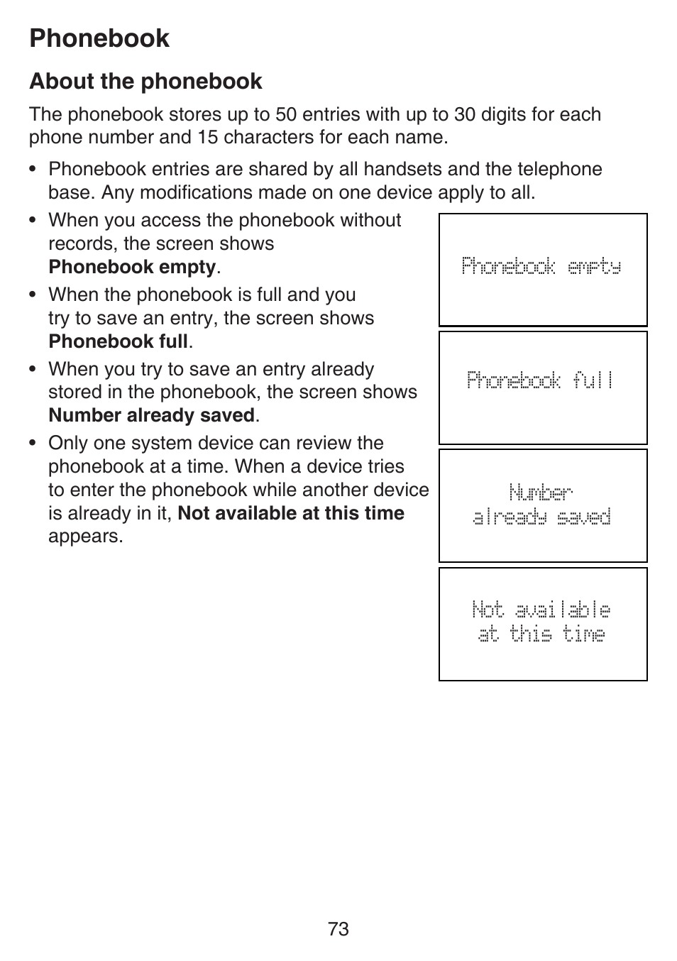 Phonebook, About the phonebook | VTech SN6197_-2 Manual User Manual | Page 80 / 162
