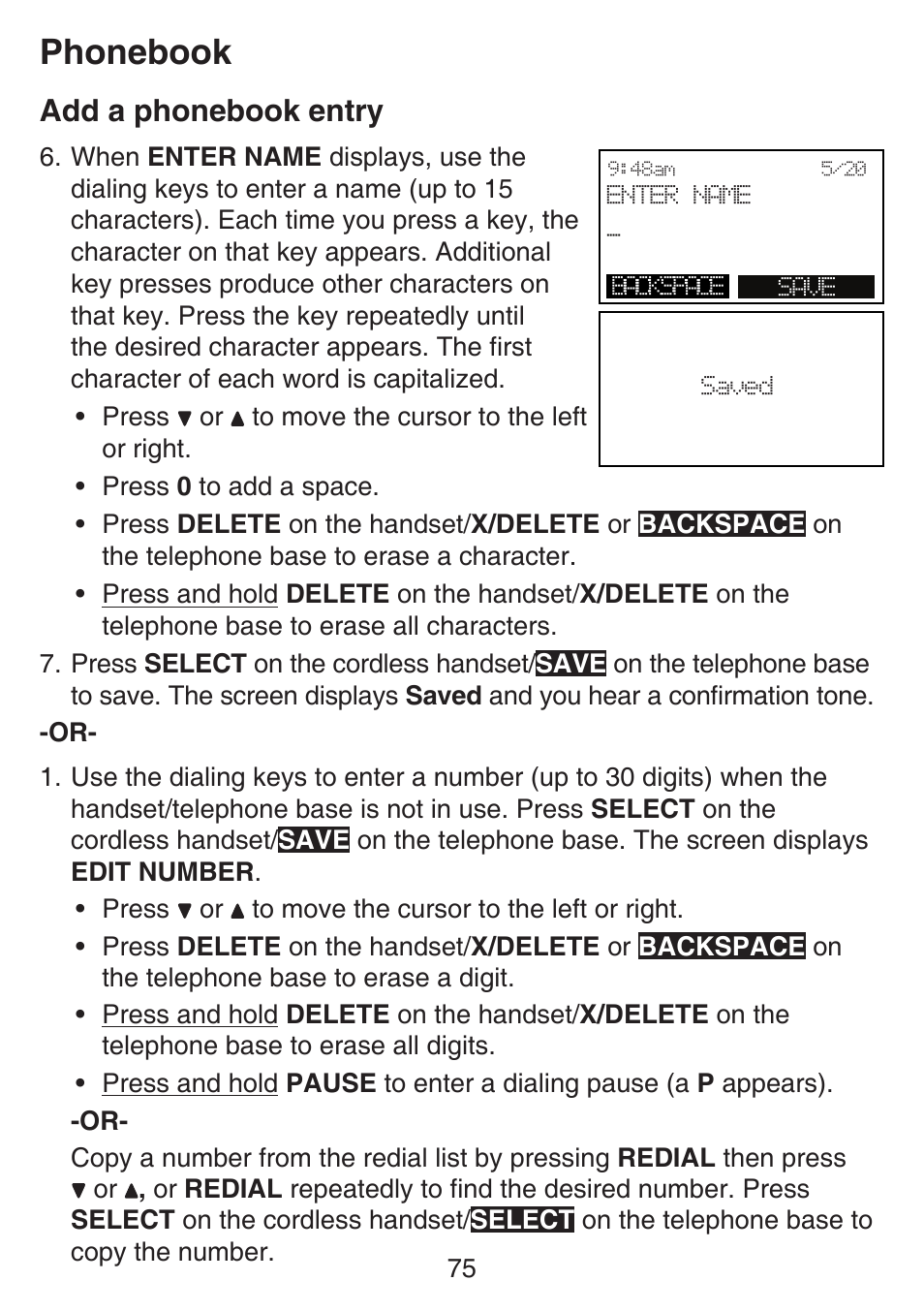 Phonebook, Add a phonebook entry | VTech SN6197_-2 Manual User Manual | Page 82 / 162