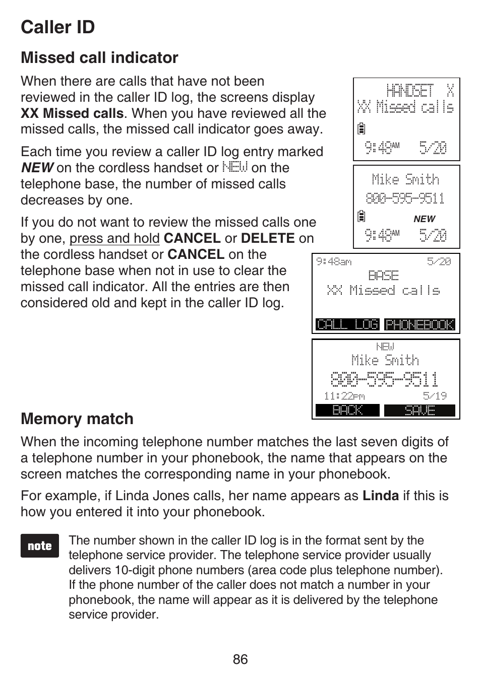 Caller id, Missed call indicator | VTech SN6197_-2 Manual User Manual | Page 93 / 162