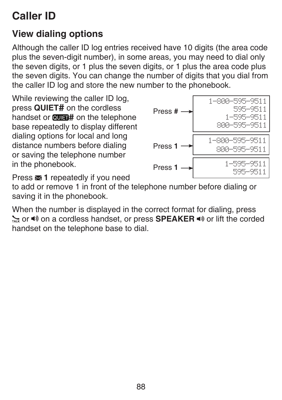 Caller id, View dialing options | VTech SN6197_-2 Manual User Manual | Page 95 / 162