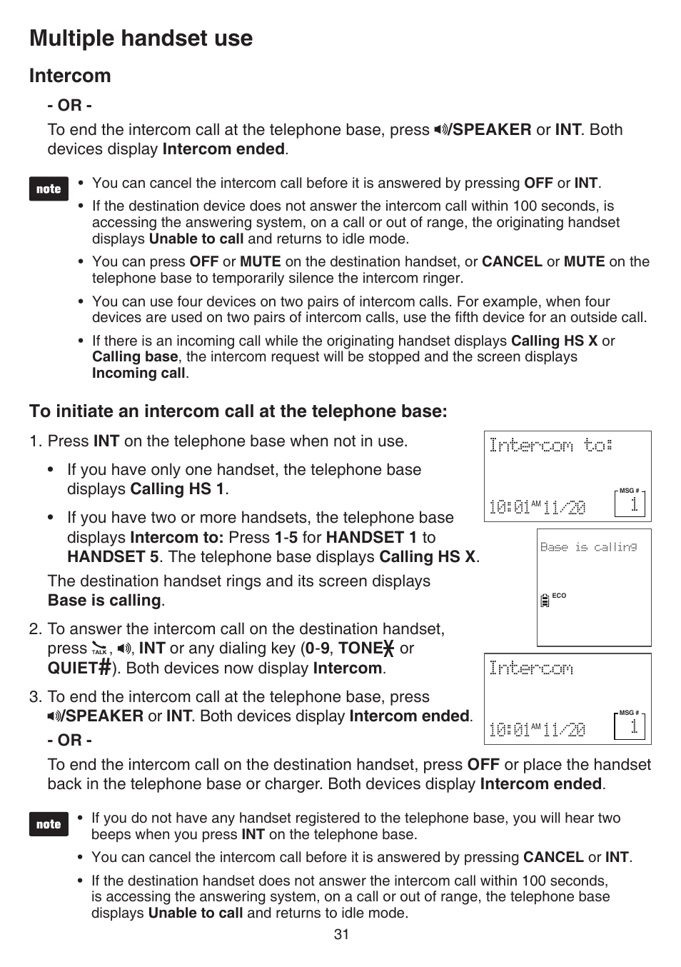 Multiple handset use, Intercom | VTech CS6859_-2-3-4 Manual User Manual | Page 35 / 89