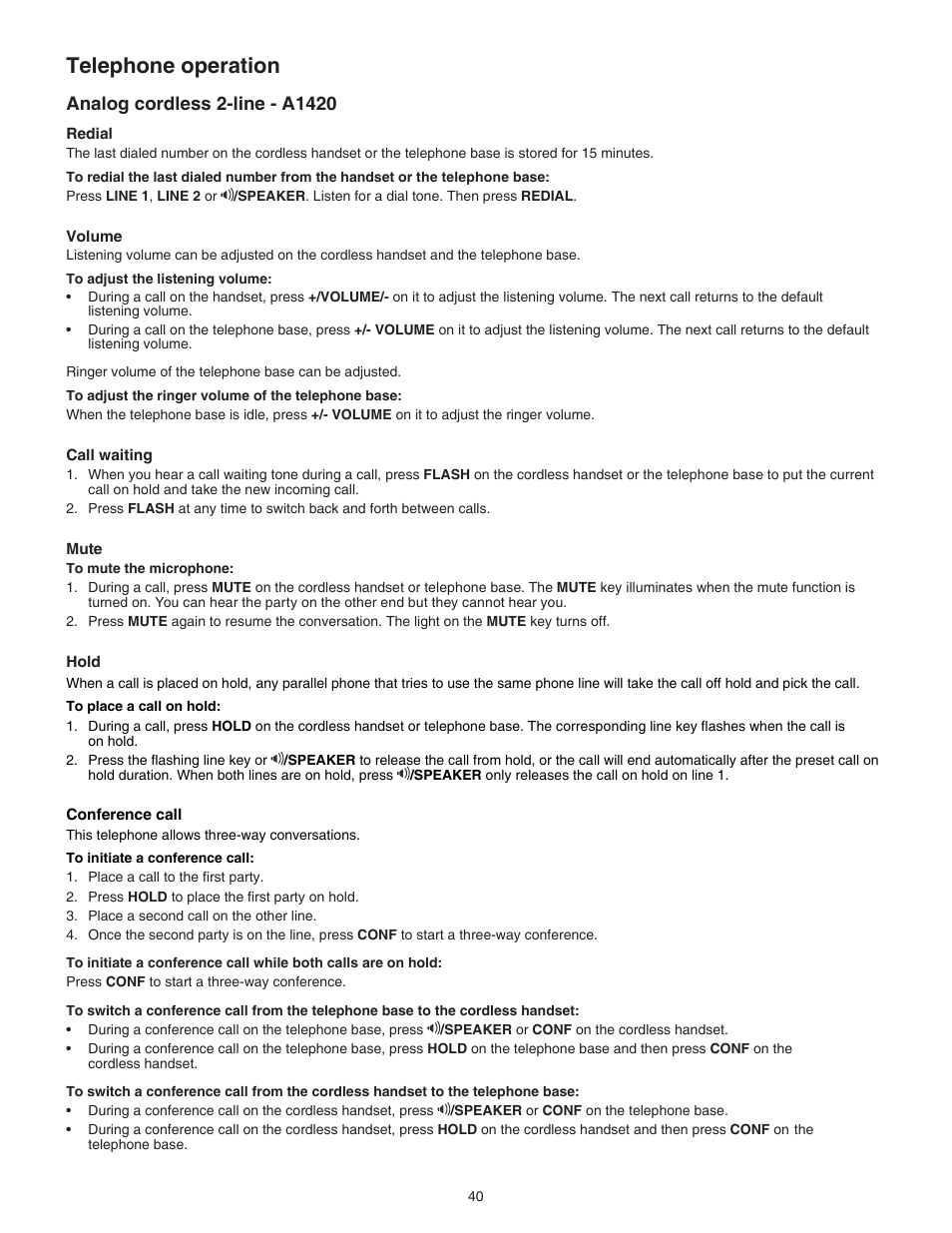 Telephone operation | VTech C3200 Manual User Manual | Page 43 / 56