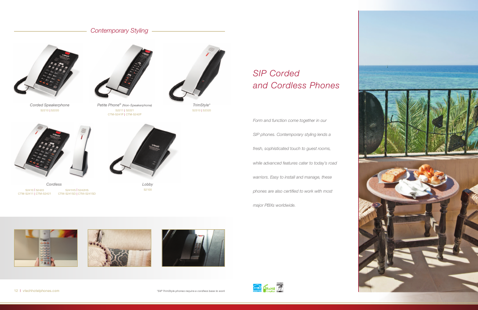 Sip corded and cordless phones, Contemporary styling | VTech Hotel Phones Brochure en User Manual | Page 7 / 9