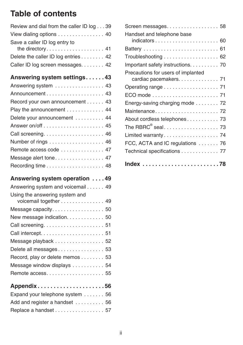 VTech CS6829 Manual User Manual | Page 4 / 84