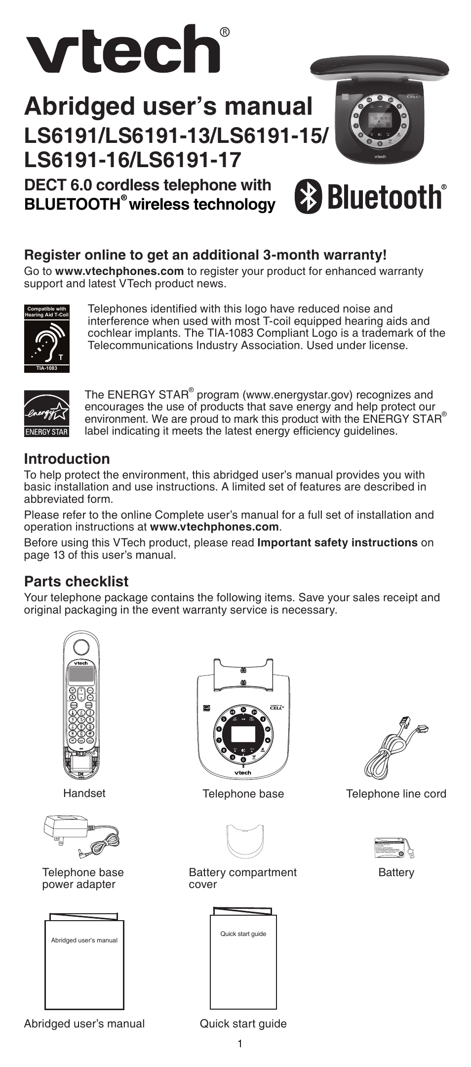 VTech LS6191_-13-15-16-17 Abridged manual User Manual | 16 pages