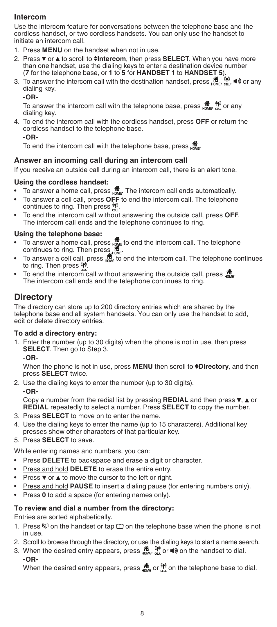 Directory | VTech LS6191_-13-15-16-17 Abridged manual User Manual | Page 8 / 16