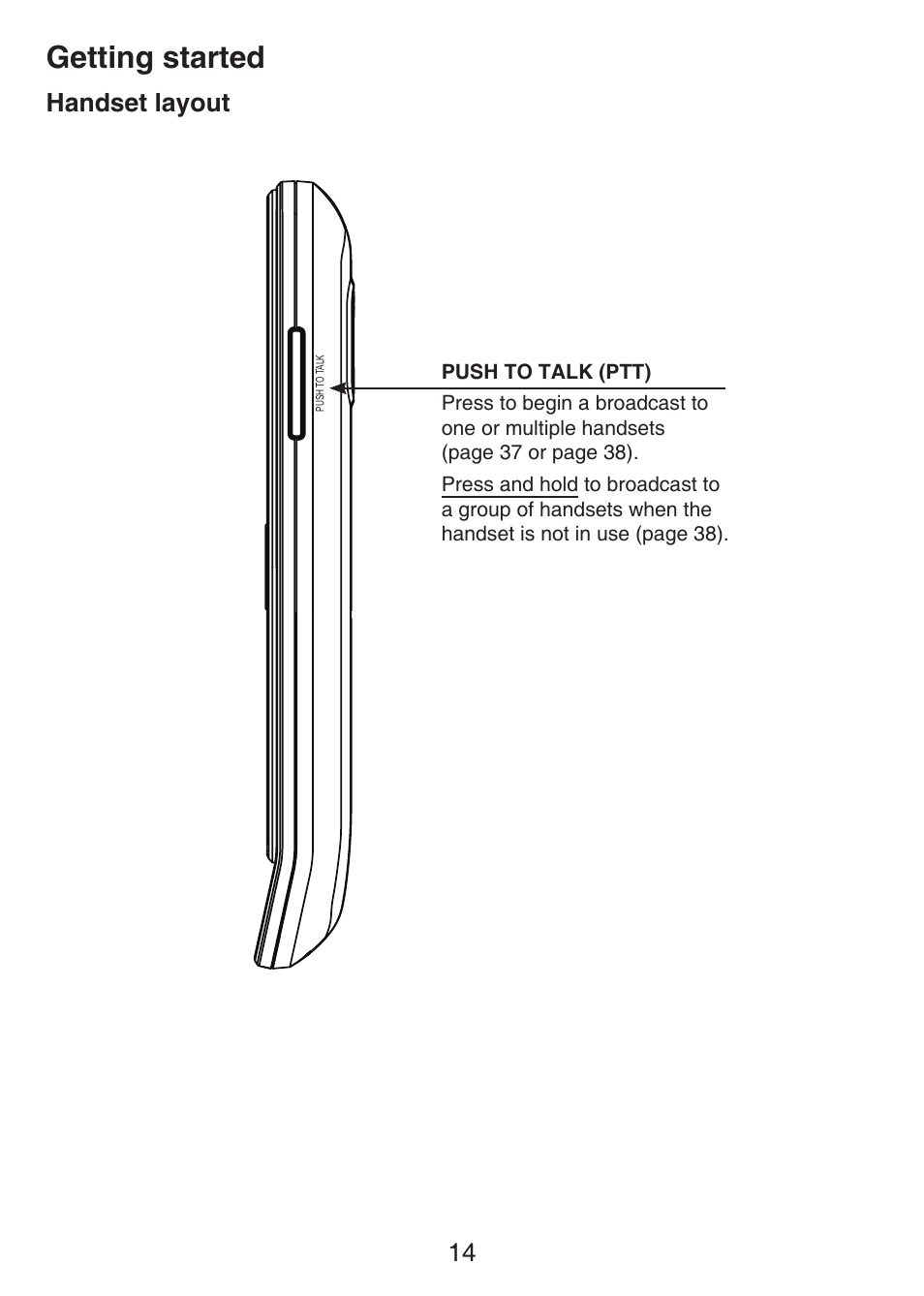 Getting started, Handset layout | VTech LS6476-4 Manual User Manual | Page 18 / 97