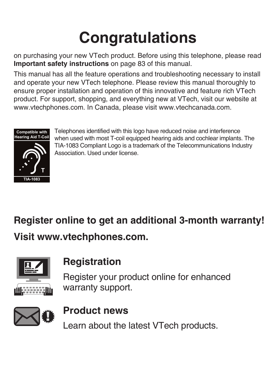 Product news, Learn about the latest vtech products | VTech LS6476-4 Manual User Manual | Page 2 / 97