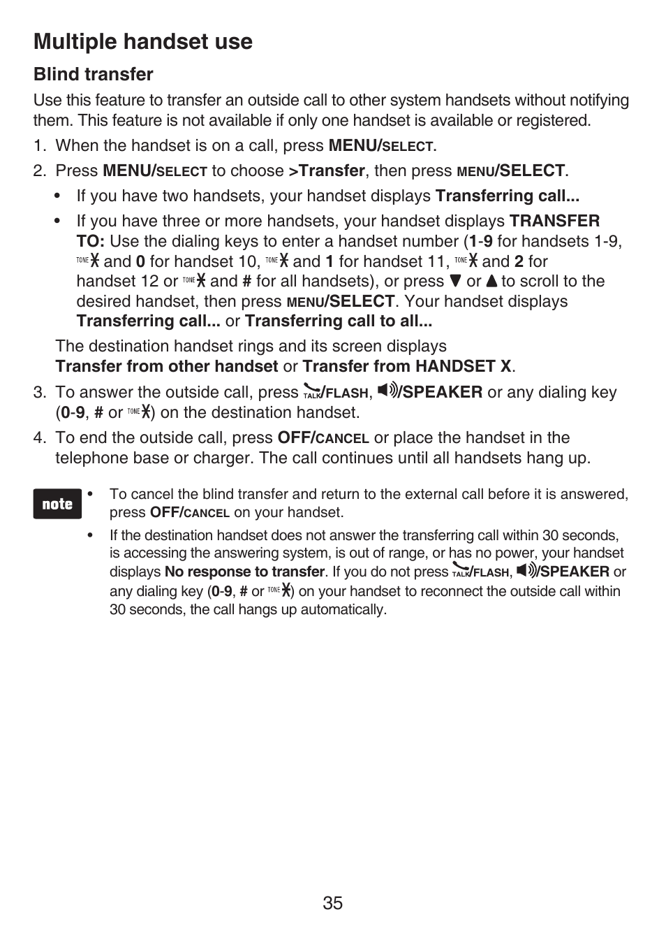 How caller id works, Blind transfer, Multiple handset use | VTech LS6476-4 Manual User Manual | Page 39 / 97