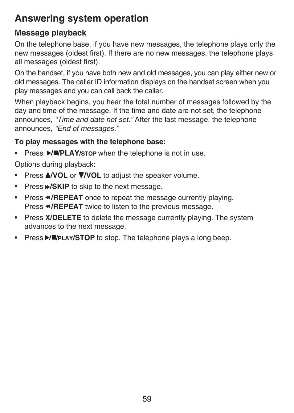 Message playback, Answering system operation | VTech LS6476-4 Manual User Manual | Page 63 / 97