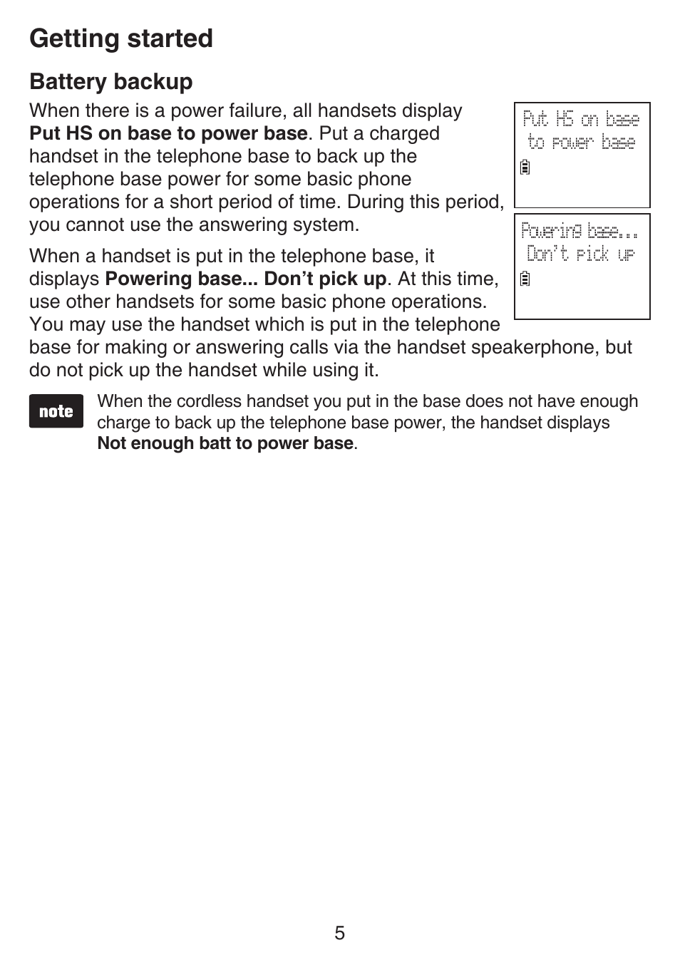 Battery backup, Getting started | VTech SN6127_-2 Manual User Manual | Page 11 / 116