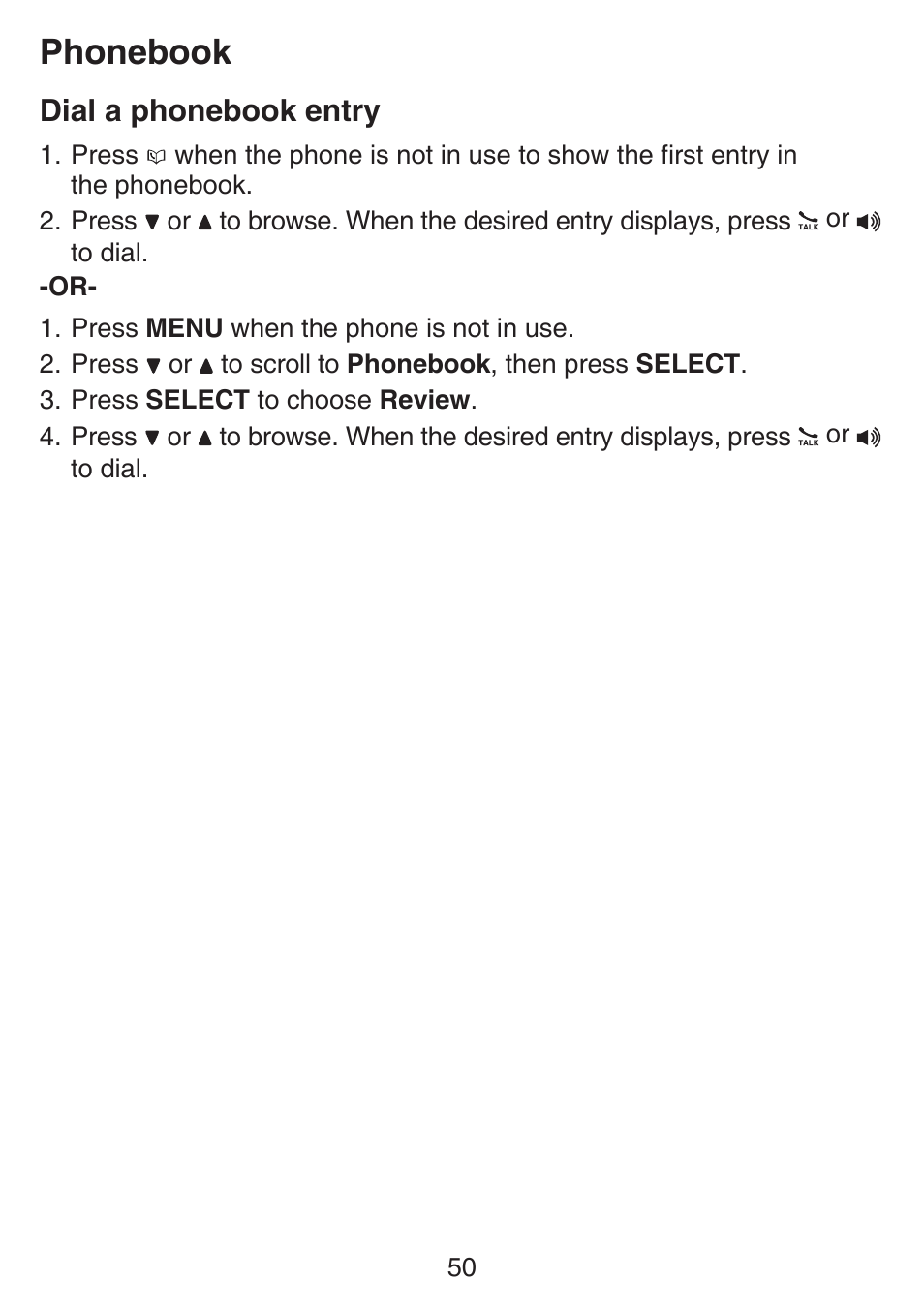 Dial a phonebook entry, Phonebook | VTech SN6127_-2 Manual User Manual | Page 56 / 116