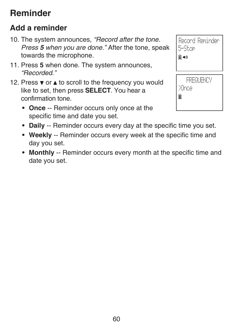 Reminder, Add a reminder | VTech SN6127_-2 Manual User Manual | Page 66 / 116