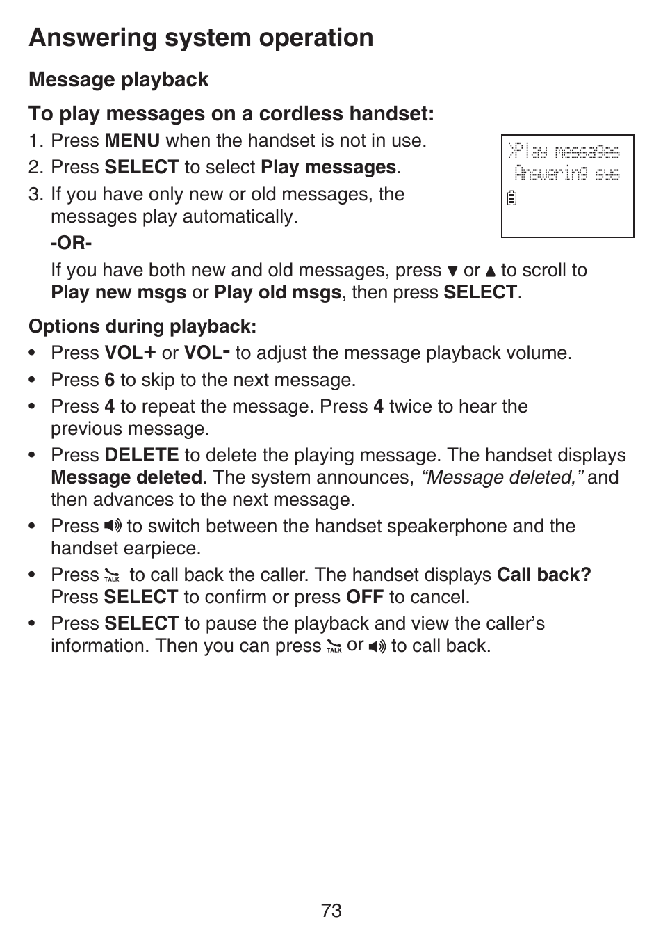 Answering system operation | VTech SN6127_-2 Manual User Manual | Page 79 / 116