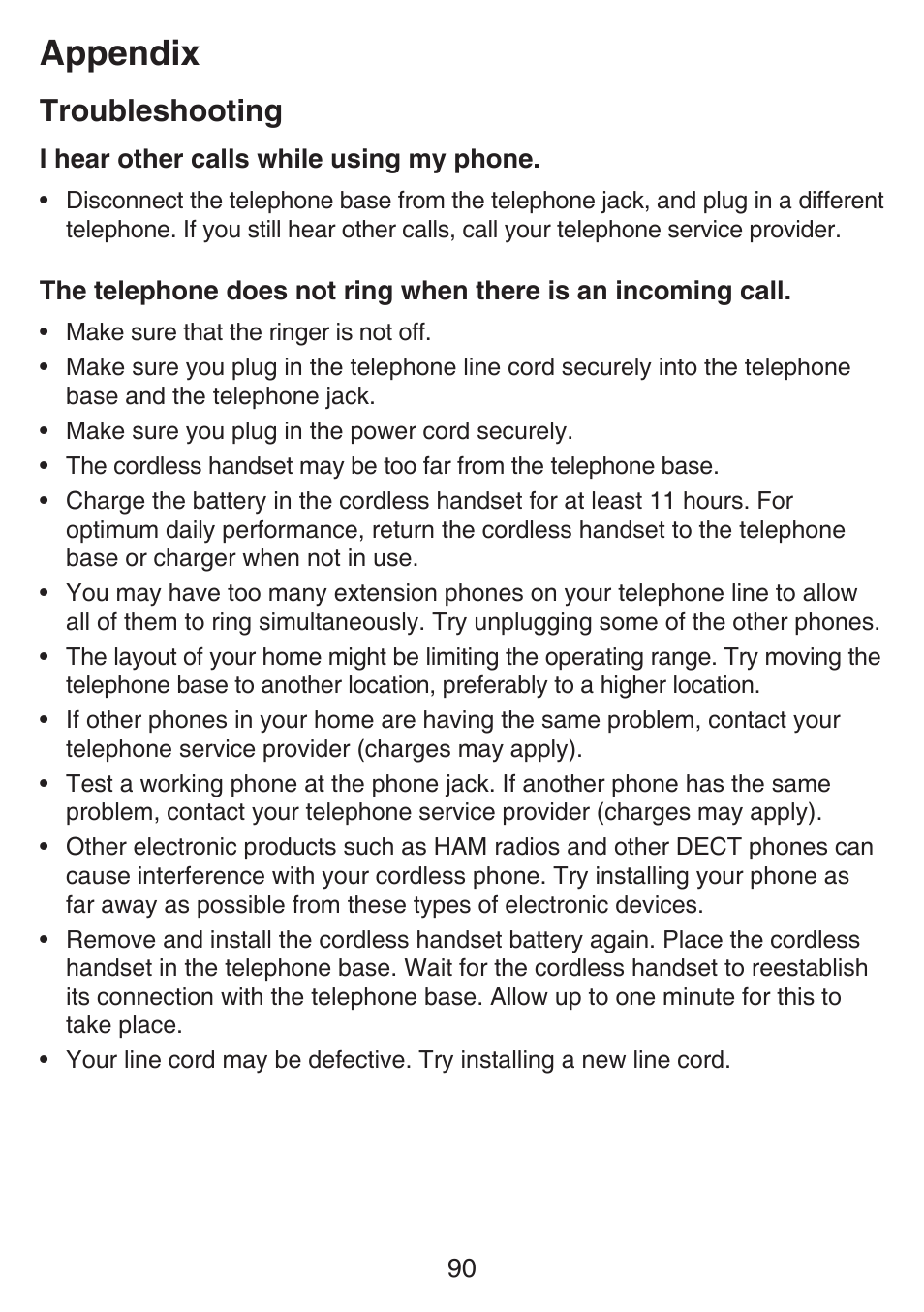 Appendix, Troubleshooting | VTech SN6127_-2 Manual User Manual | Page 96 / 116