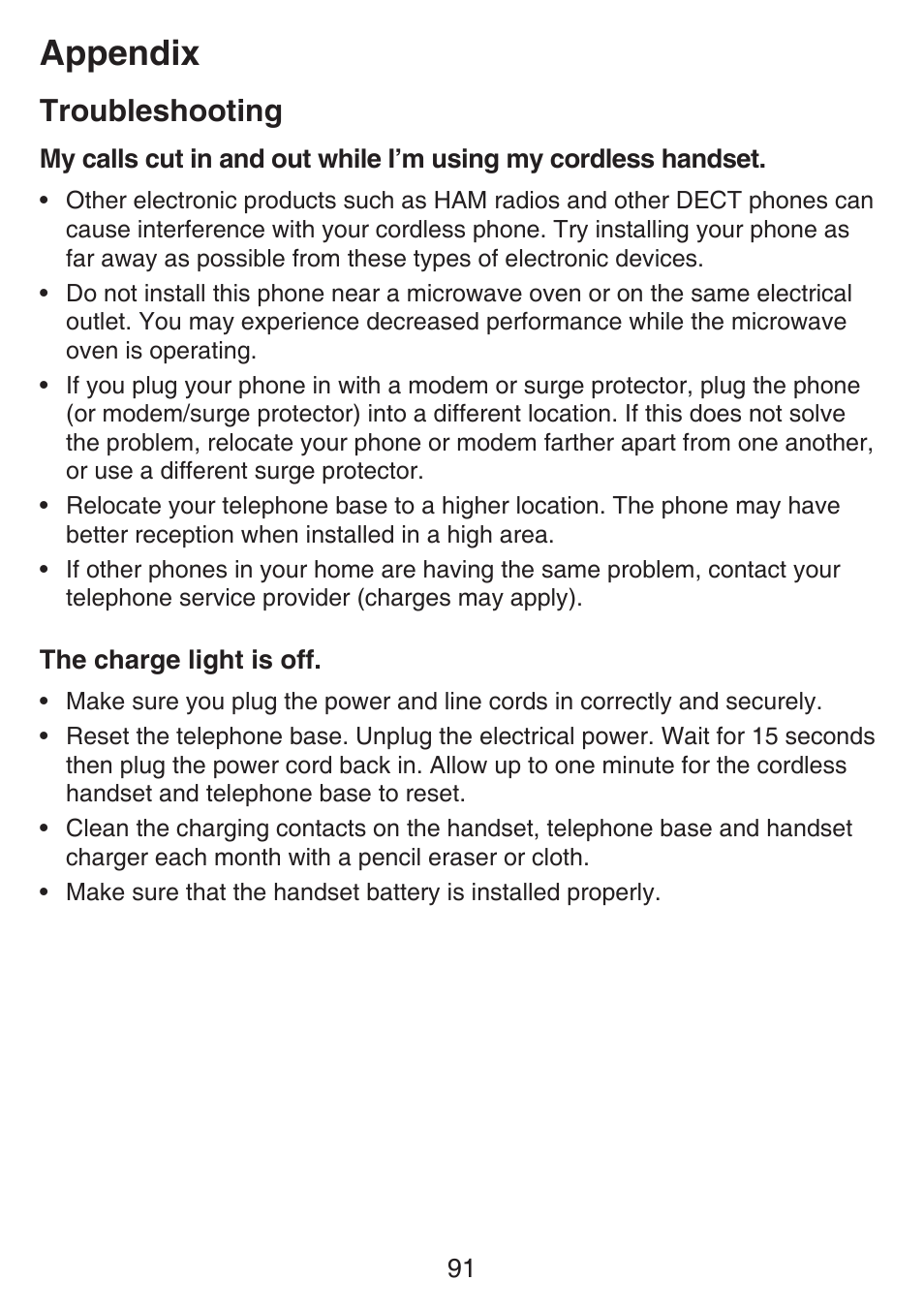 Appendix, Troubleshooting | VTech SN6127_-2 Manual User Manual | Page 97 / 116