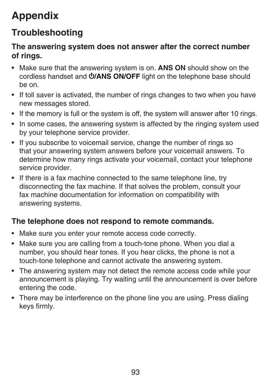 Appendix, Troubleshooting | VTech SN6127_-2 Manual User Manual | Page 99 / 116