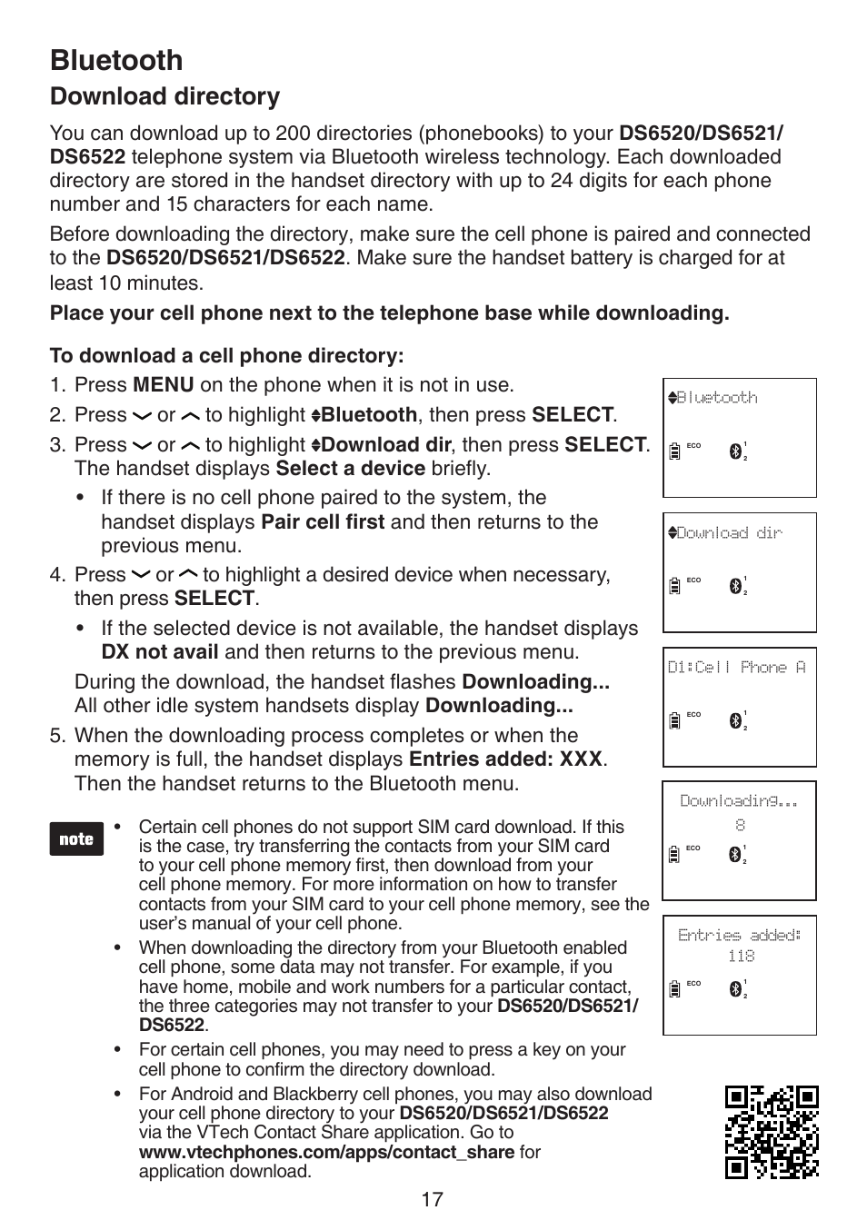 Download directory, Bluetooth | VTech DS6522-3-32-4 Manual User Manual | Page 21 / 93