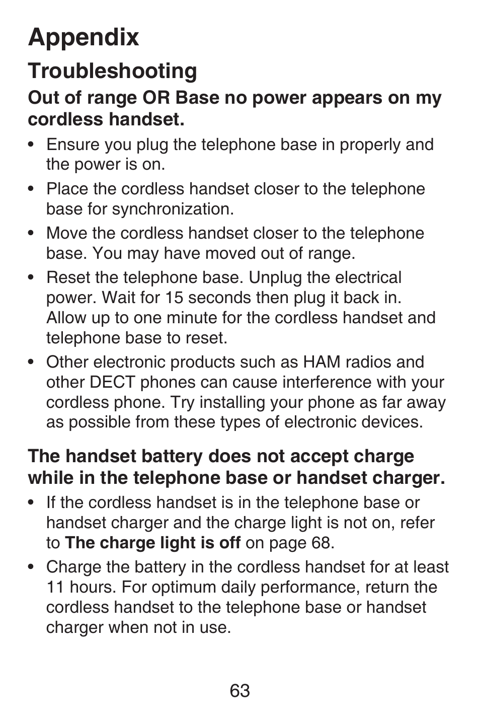 Appendix, Troubleshooting | VTech SN6127_-2 Abridged manual User Manual | Page 69 / 101