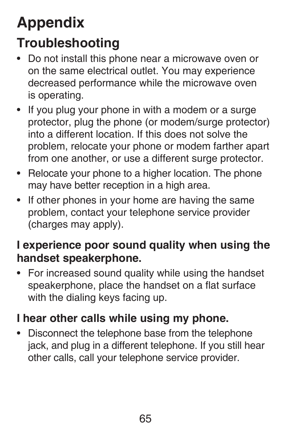 Appendix, Troubleshooting | VTech SN6127_-2 Abridged manual User Manual | Page 71 / 101