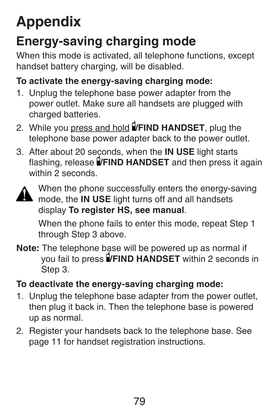 Appendix, Energy-saving charging mode | VTech SN6127_-2 Abridged manual User Manual | Page 85 / 101