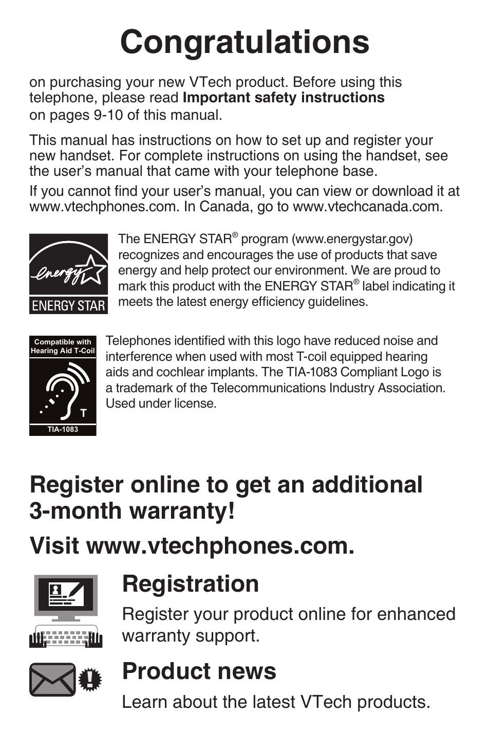 Product news, Learn about the latest vtech products | VTech CS6409 Manual User Manual | Page 2 / 24