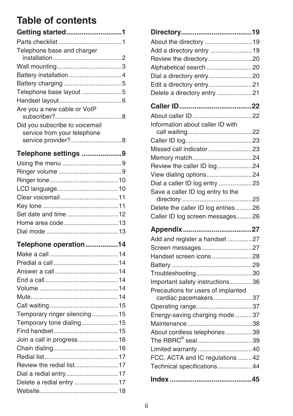 VTech CS6114-2 (without LED) Manual (without LED) User Manual | Page 3 / 50