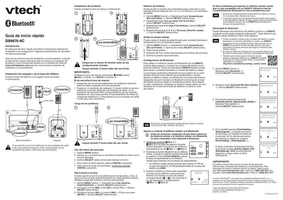 VTech DS6670-6C Quick start User Manual | Page 2 / 2