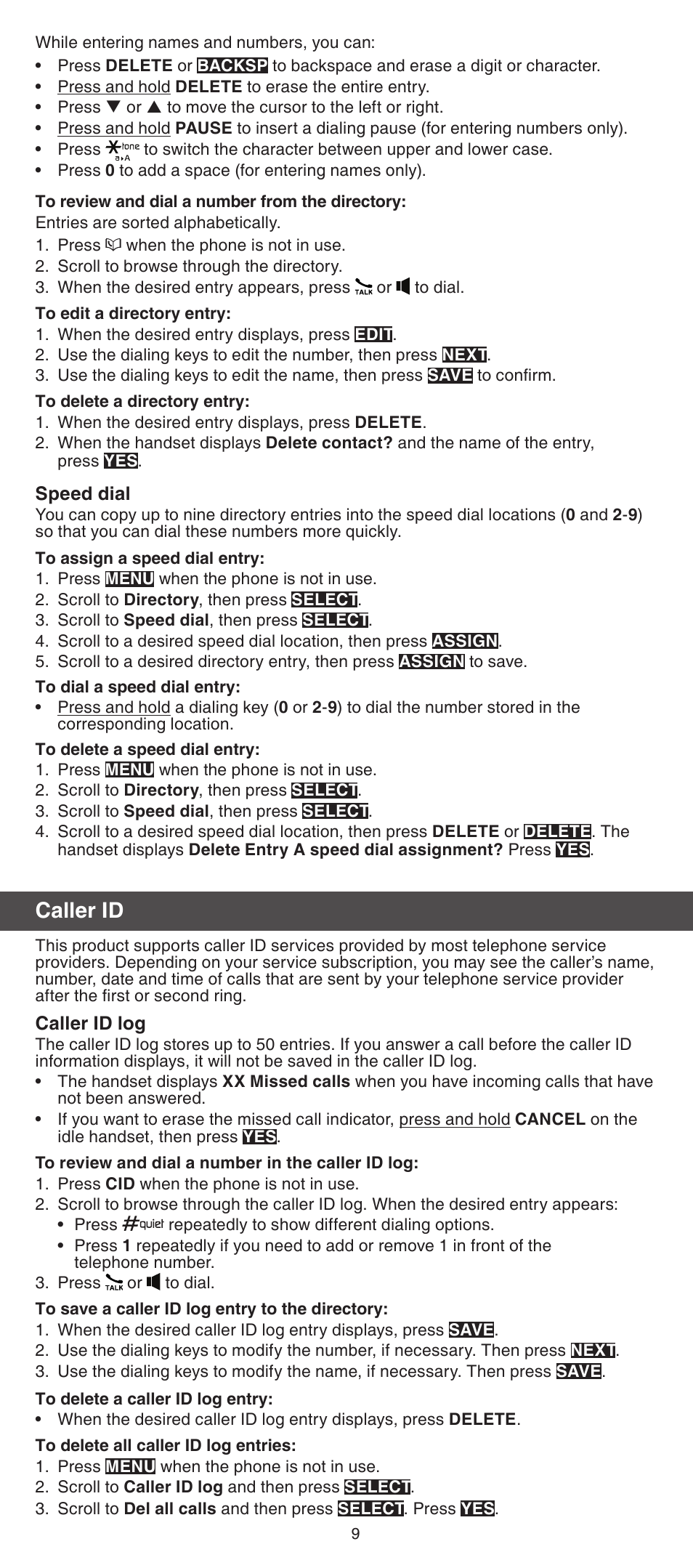 Caller id | VTech IS7121_-2-22 Abridged manual User Manual | Page 9 / 16