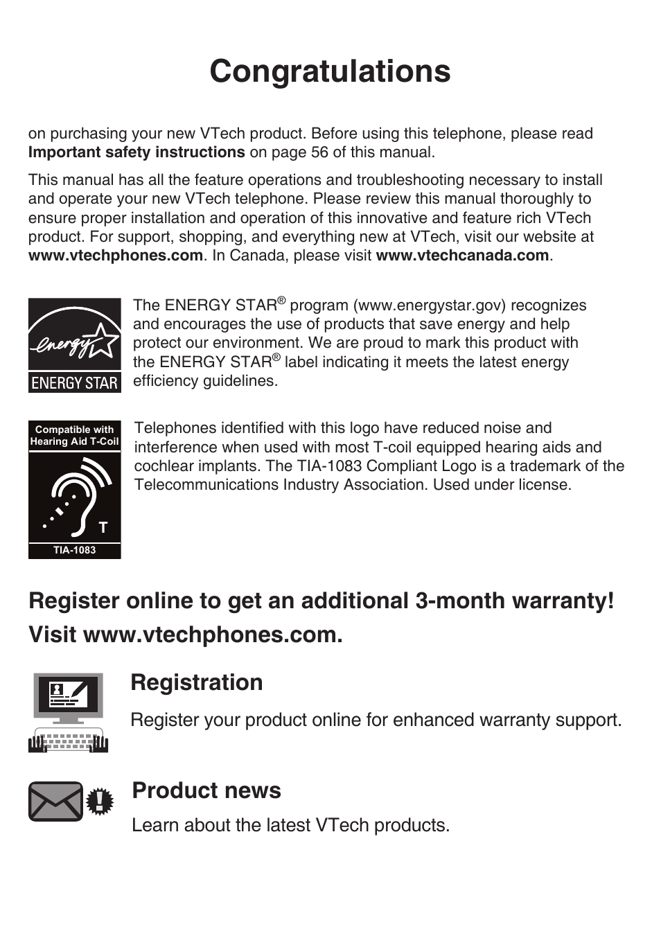 Product news, Learn about the latest vtech products | VTech CS6719-2 Manual User Manual | Page 2 / 70