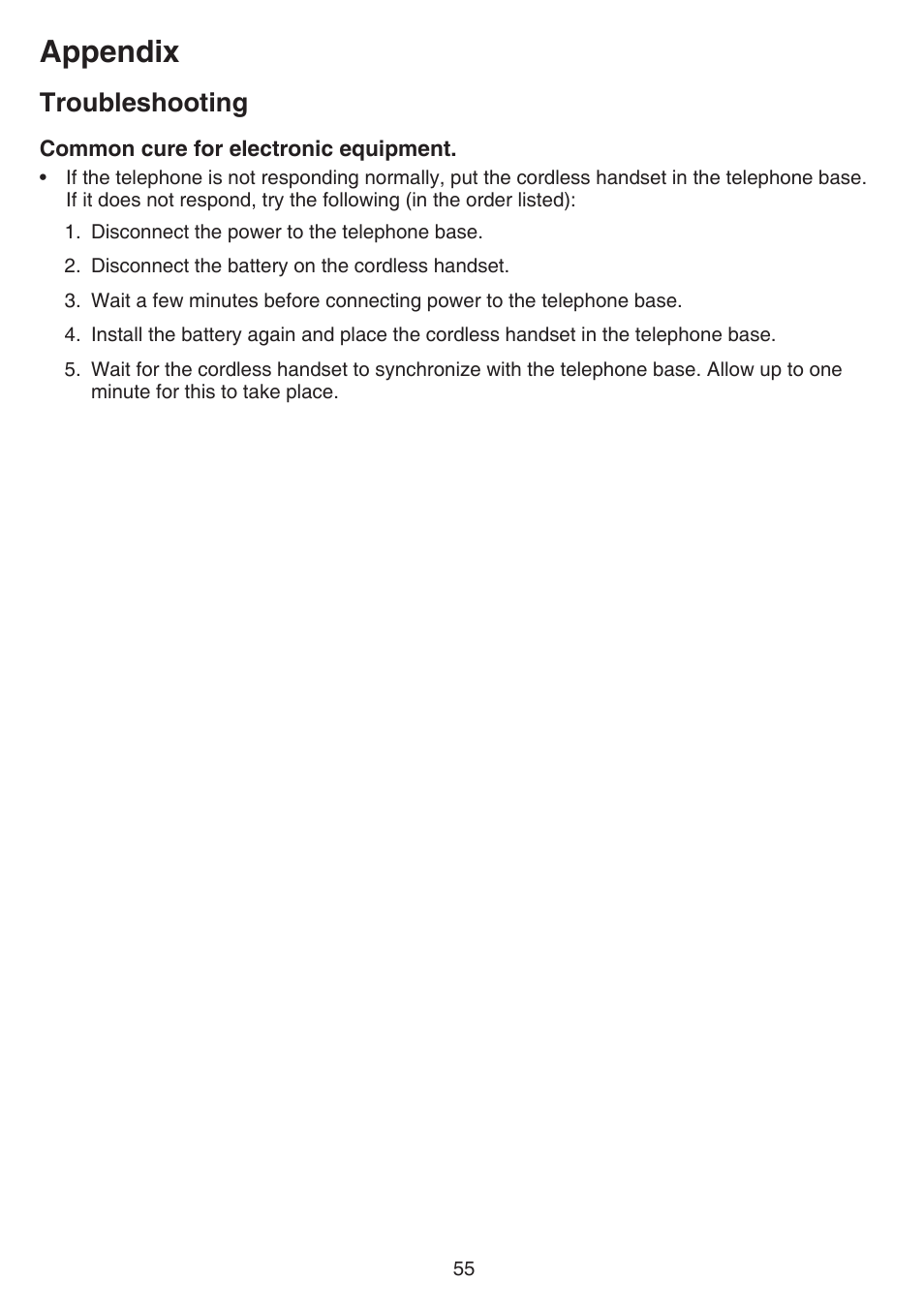 Appendix, Troubleshooting | VTech CS6719-2 Manual User Manual | Page 59 / 70