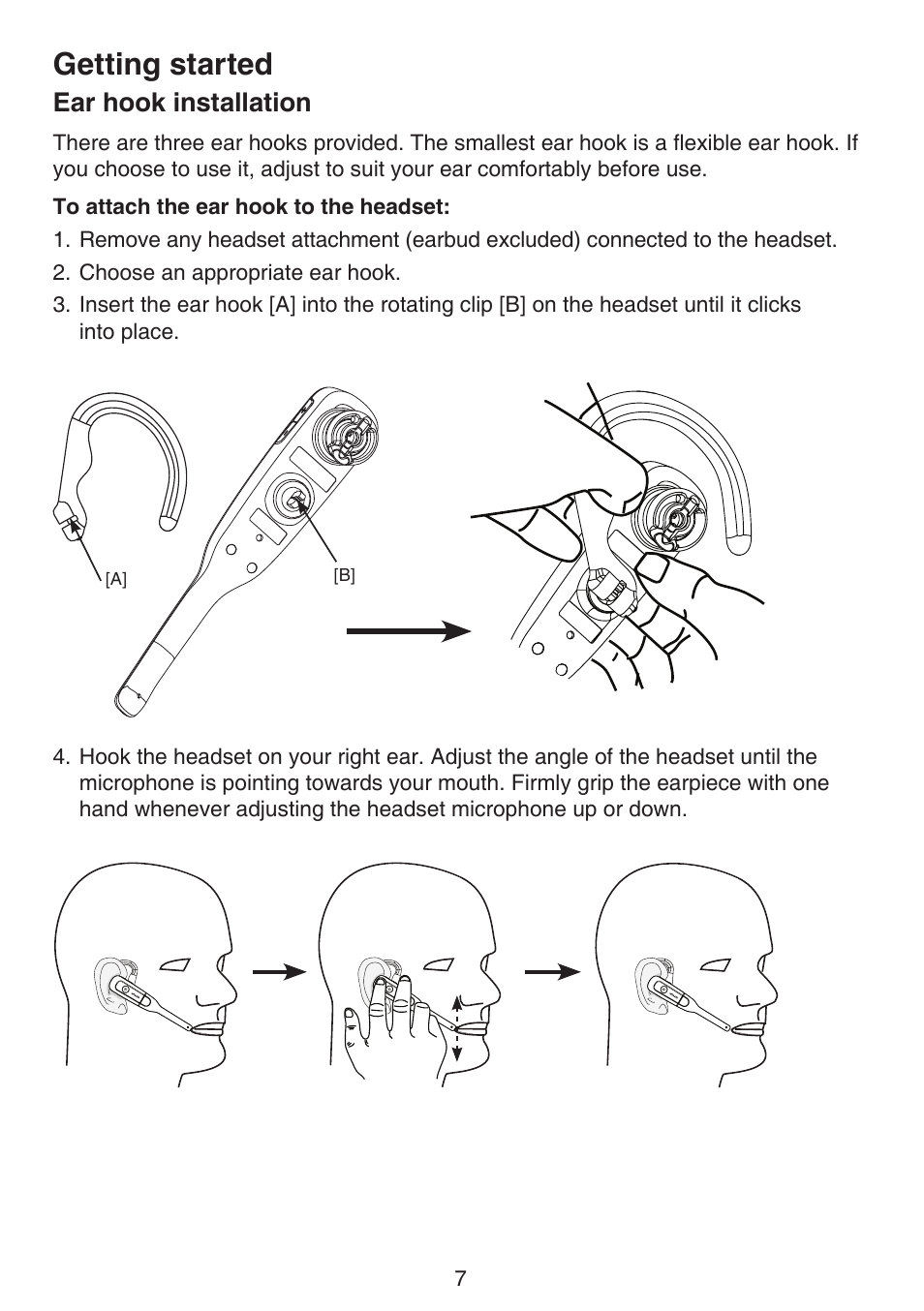 Ear hook installation, Getting started | VTech DS6672-4 Manual User Manual | Page 11 / 110