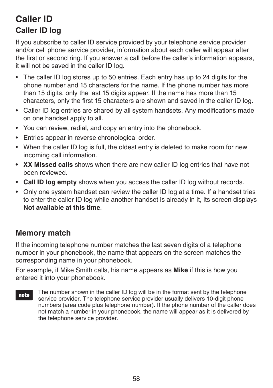 Deleting call history records, Display dial, Reviewing the call history | Caller id log, Memory match, Caller id log memory match, Caller id | VTech DS6672-4 Manual User Manual | Page 62 / 110