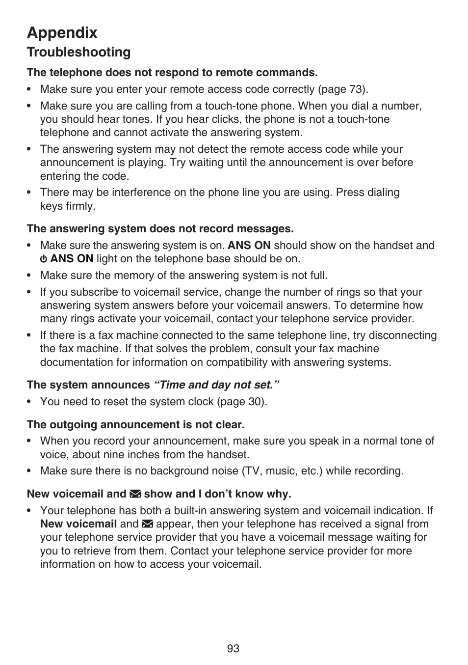 Appendix, Troubleshooting | VTech DS6672-4 Manual User Manual | Page 97 / 110