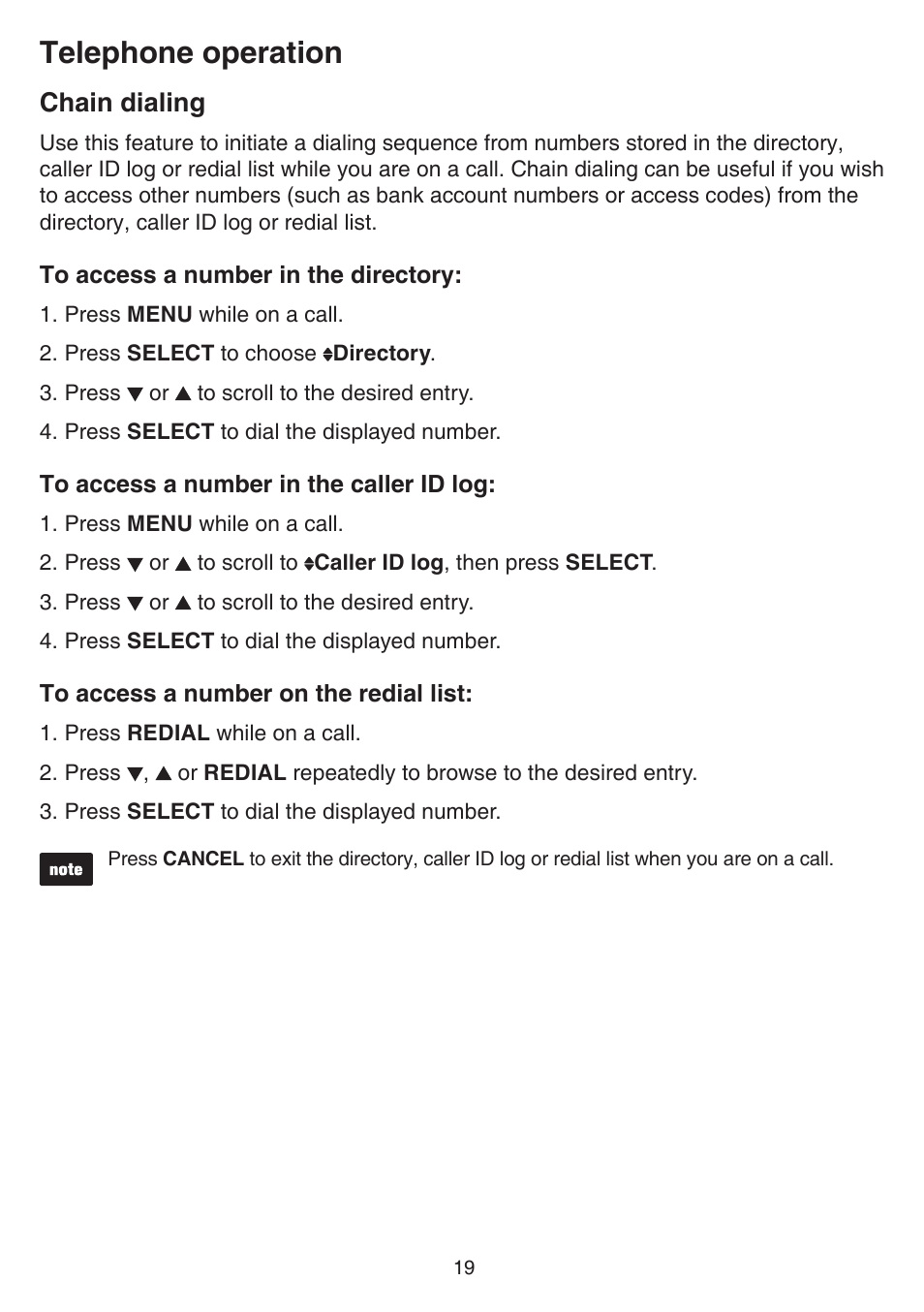 Chain dialing, Telephone operation | VTech FS6224_-2-21-3 Manual User Manual | Page 23 / 70