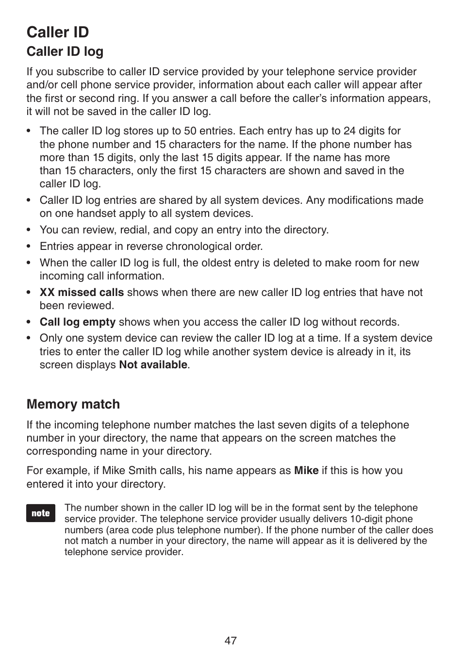 Deleting call history records, Display dial, Reviewing the call history | Caller id log memory match, Caller id, Caller id log | VTech LS6191_-13-15-16-17 Manual User Manual | Page 51 / 94