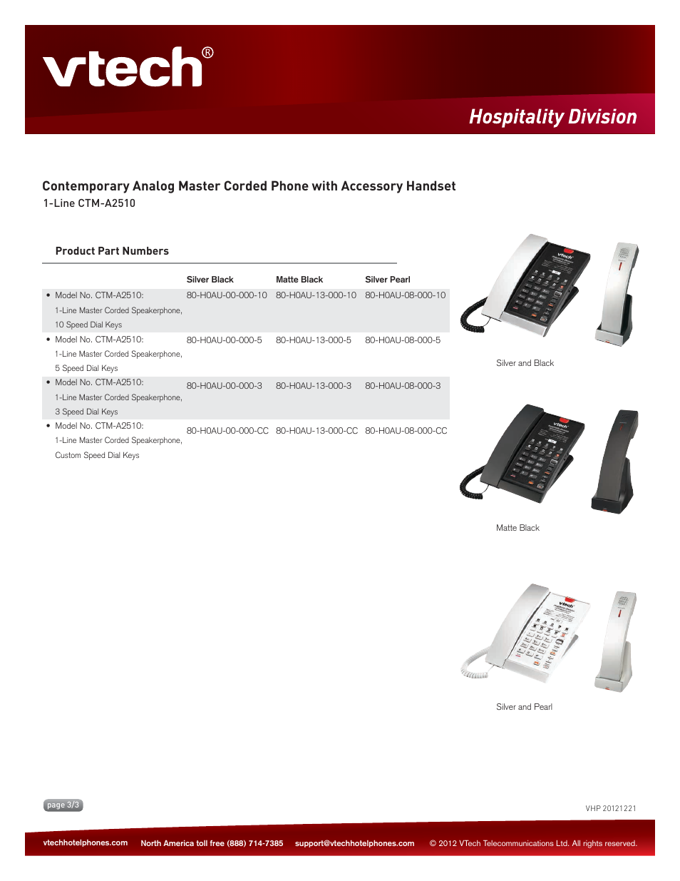 VTech CTM-A2510 Spec Sheets User Manual | Page 3 / 3