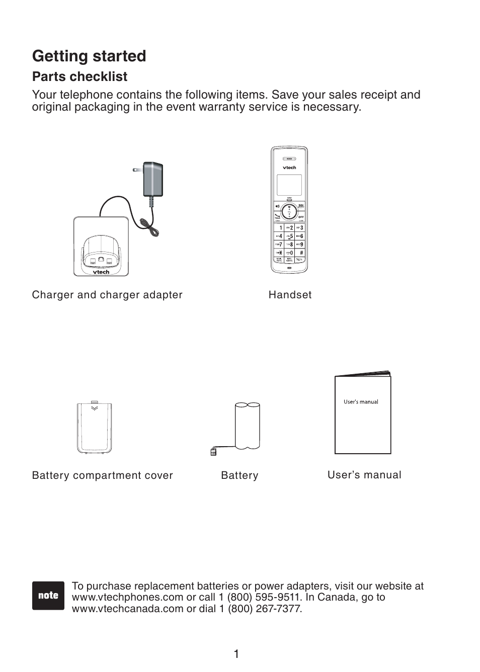 Getting started | VTech LS6305 Manual User Manual | Page 4 / 22