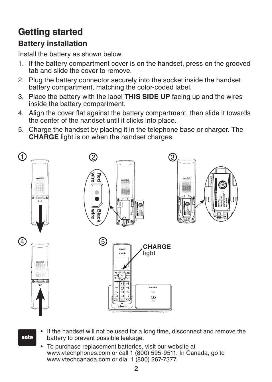 Getting started | VTech LS6305 Manual User Manual | Page 5 / 22