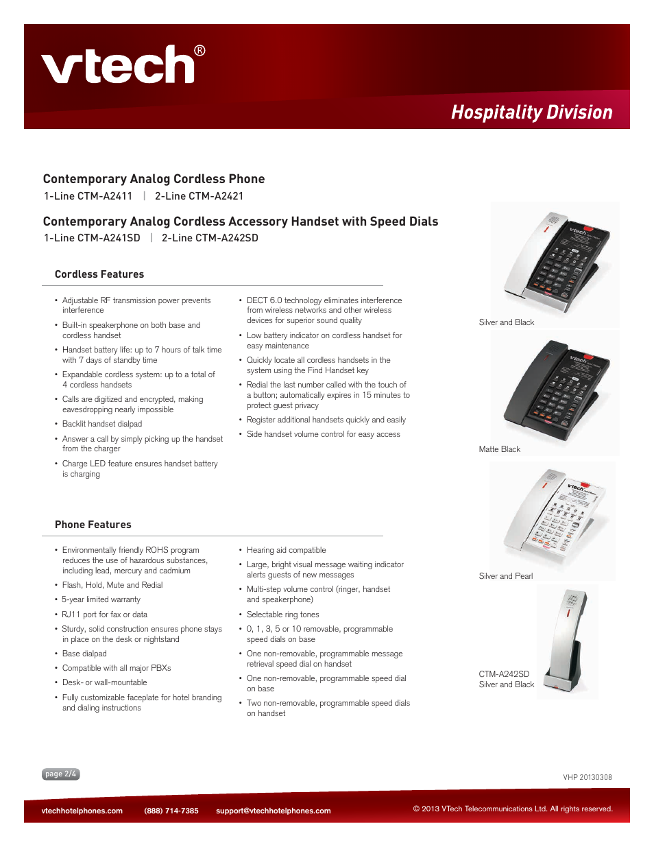 VTech CTM-A242SD Spec Sheets User Manual | Page 2 / 4