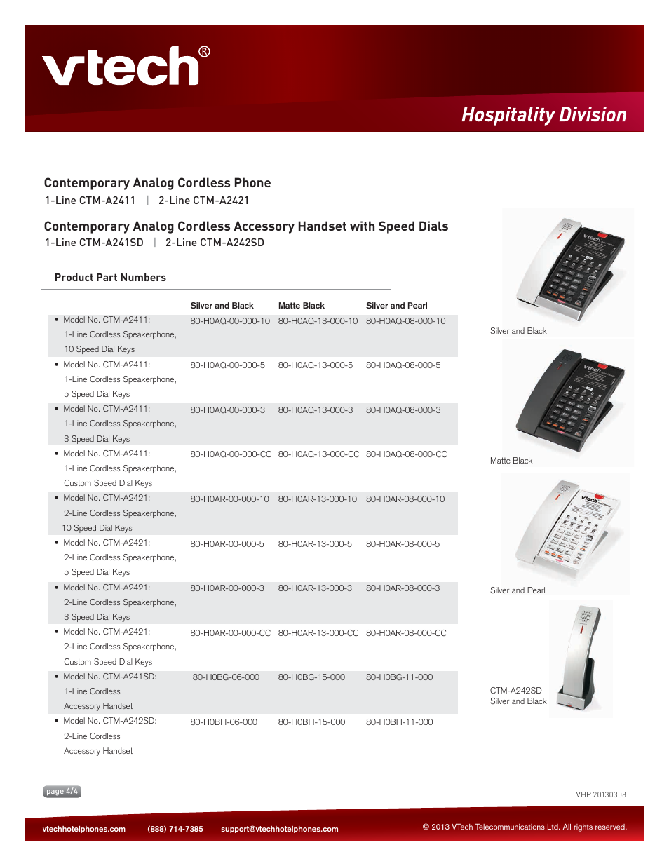 VTech CTM-A242SD Spec Sheets User Manual | Page 4 / 4