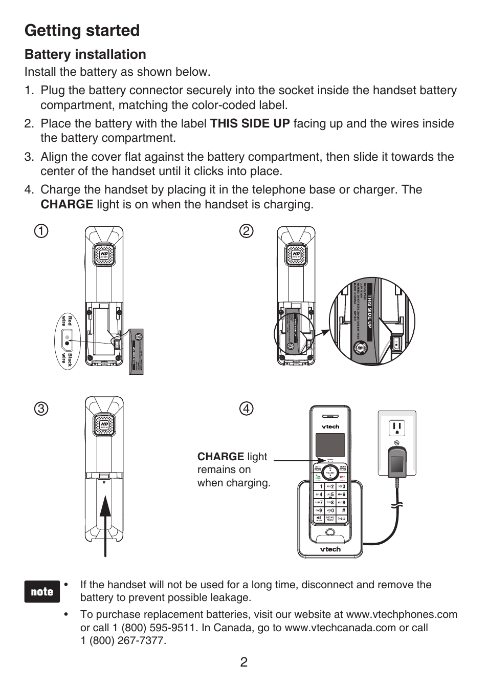 Getting started | VTech LS6405 Manual User Manual | Page 5 / 22