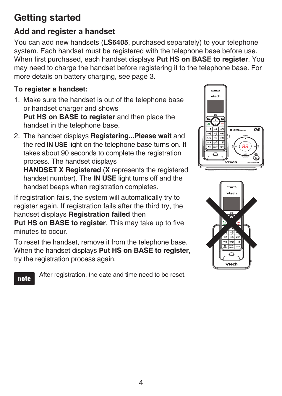 Getting started | VTech LS6405 Manual User Manual | Page 7 / 22