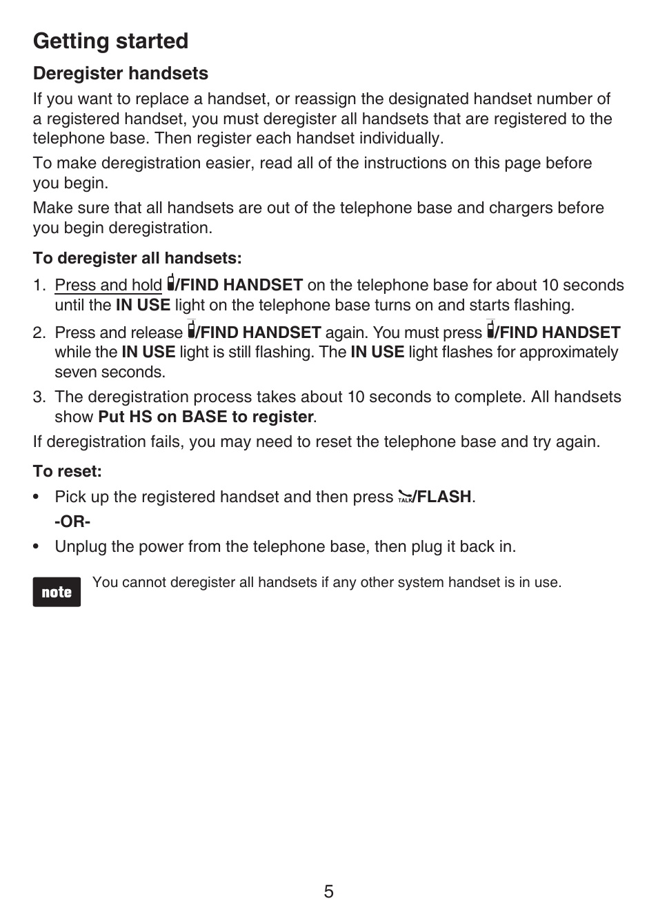 Getting started | VTech LS6405 Manual User Manual | Page 8 / 22