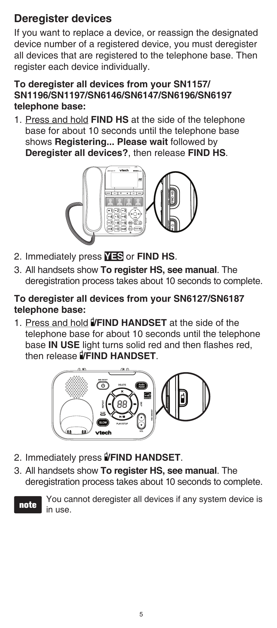 Deregister devices | VTech SN6107 Manual User Manual | Page 5 / 14