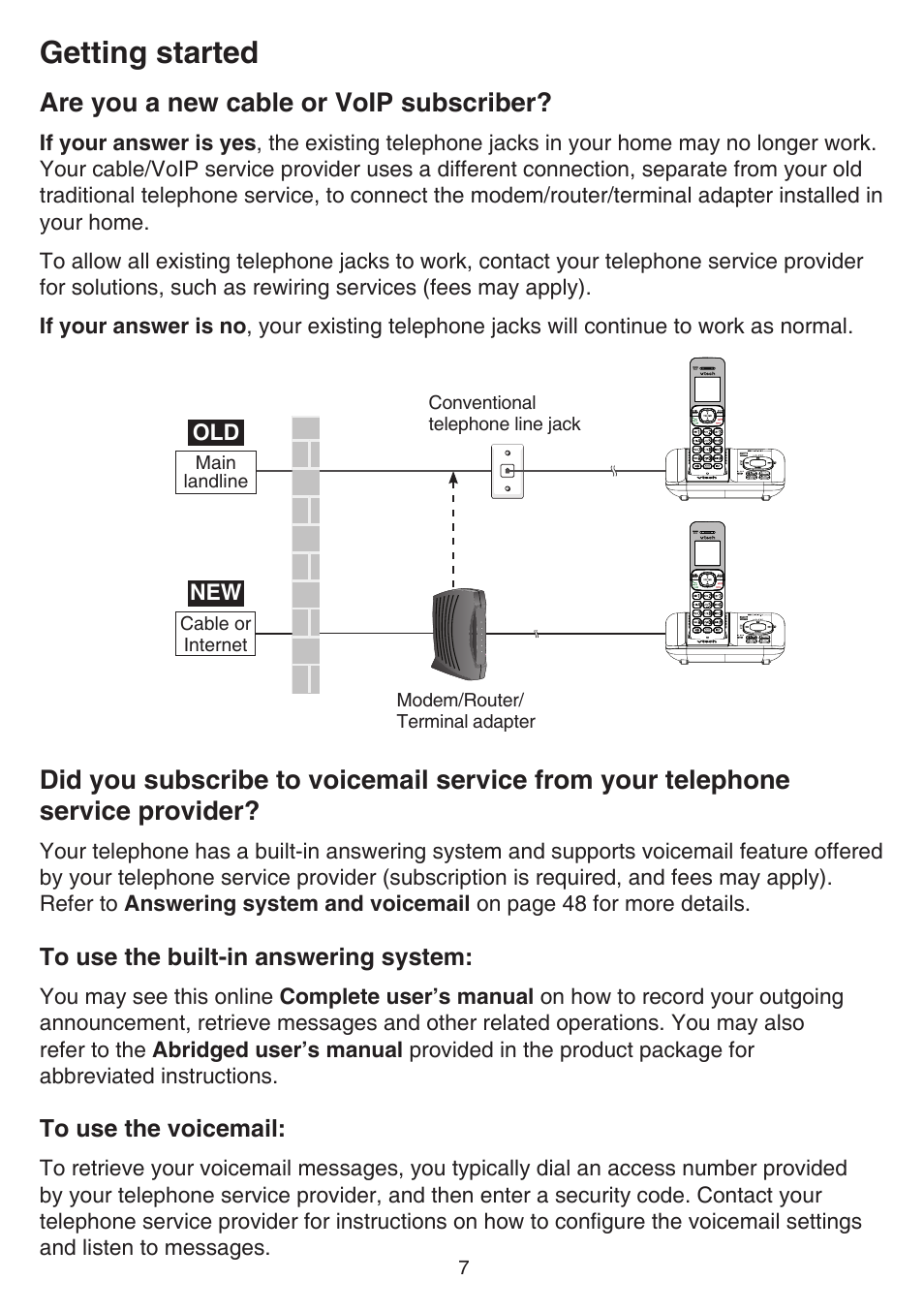 Getting started, Are you a new cable or voip subscriber | VTech CS6529-4B Manual User Manual | Page 11 / 83